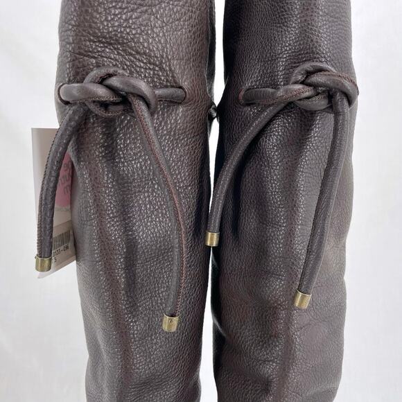 See By Chloe Tall Leather Boots Chocolate Brown Wool Lined High Heeled Size 37.5 - Picture 7 of 15